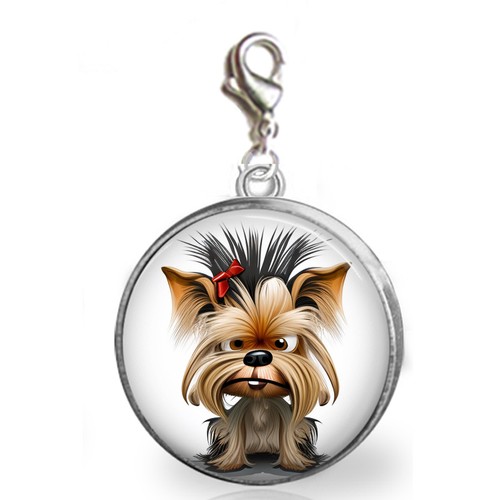 Cartoon yorkie dog charm - cartoon,