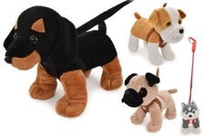 Standing Dogs on Lead Plush